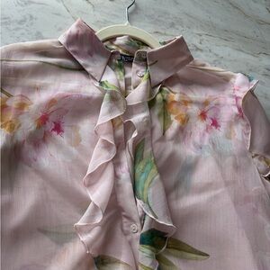 Zara Floral Ruffle Blouse - Pink